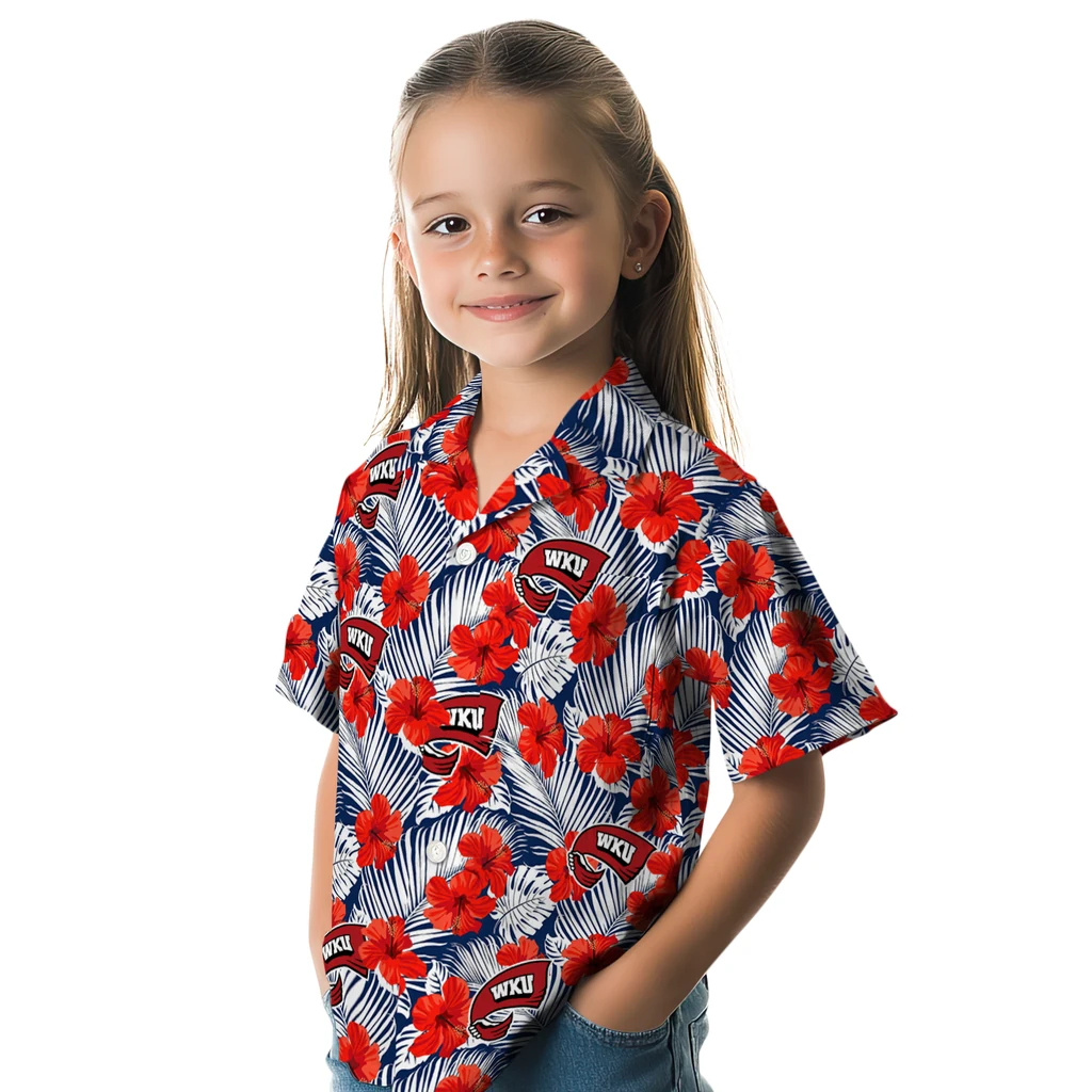 Western Kentucky Hilltoppers Hawaiian Shirt - Hibiscus Fiesta western kentucky hilltoppers hibiscus fiesta red royal blue hawaiian shirts premium grade