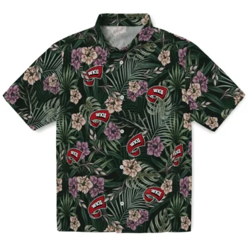 western kentucky hilltoppers hibiscus leaves pattern green hawaiian shirts best selling