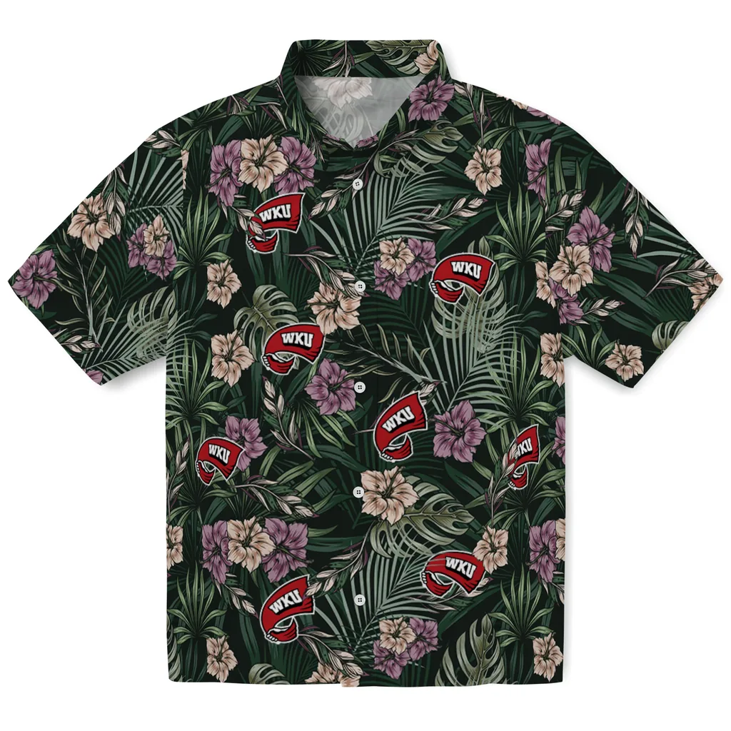 Western Kentucky Hilltoppers Hawaiian Shirt - Hibiscus Leaves Pattern western kentucky hilltoppers hibiscus leaves pattern green hawaiian shirts best selling