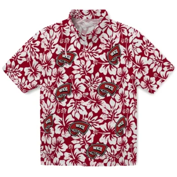 western kentucky hilltoppers hibiscus motif red white hawaiian shirts best selling