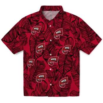western kentucky hilltoppers leaf outline red hawaiian shirts best selling