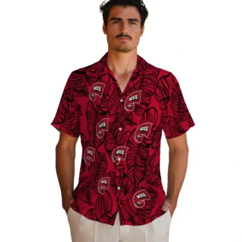 western kentucky hilltoppers leaf outline red hawaiian shirts fashion forward