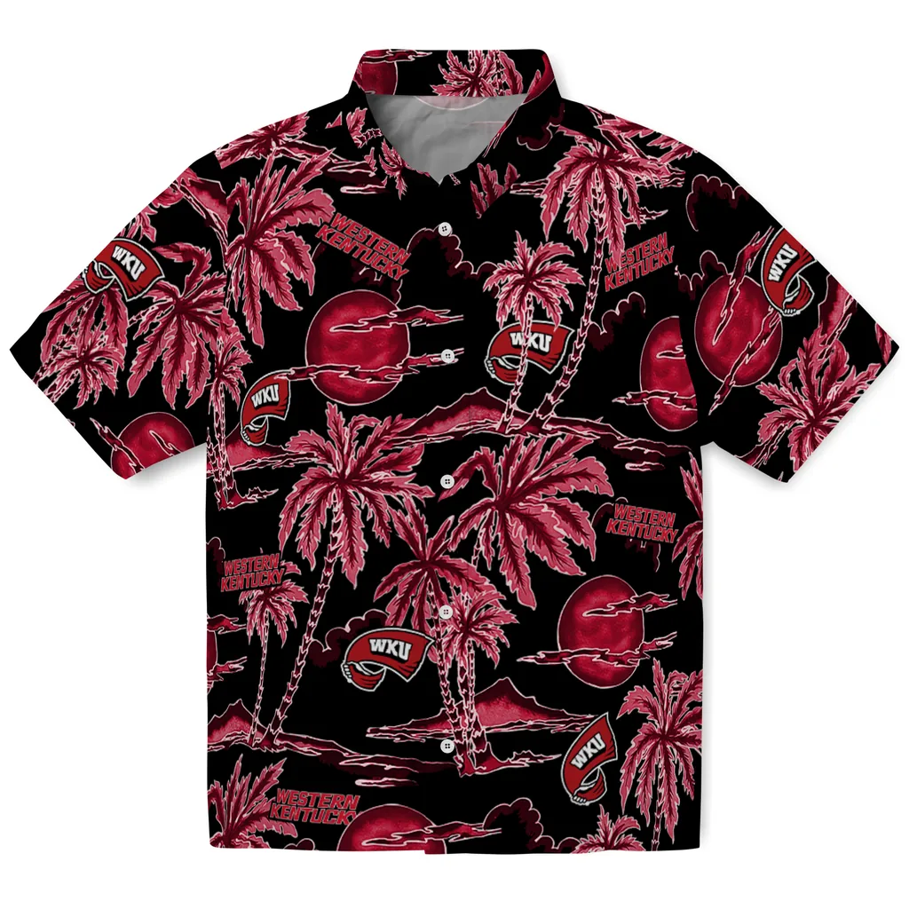 Western Kentucky Hilltoppers Hawaiian Shirt - Palm Sunset western kentucky hilltoppers palm sunset hawaiian shirts best selling