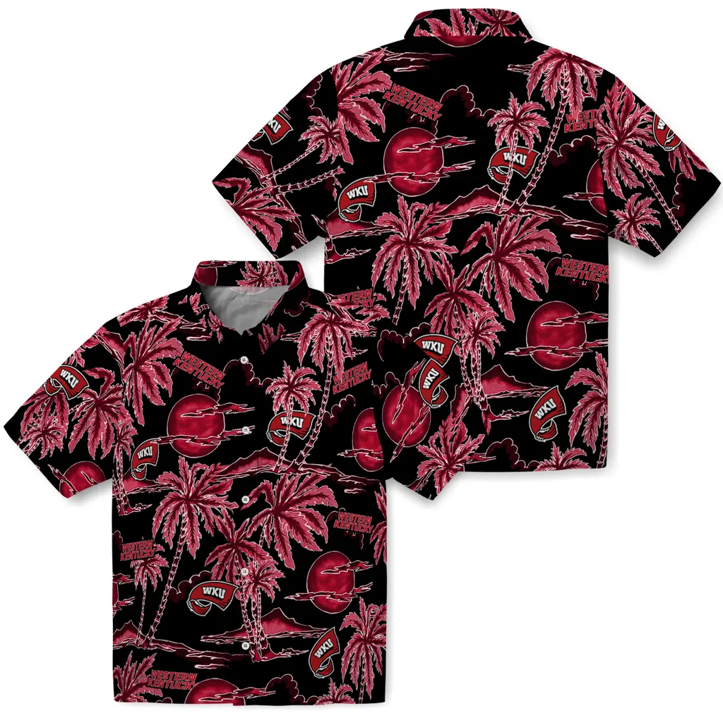 Western Kentucky Hilltoppers Hawaiian Shirt - Palm Sunset western kentucky hilltoppers palm sunset hawaiian shirts high quality