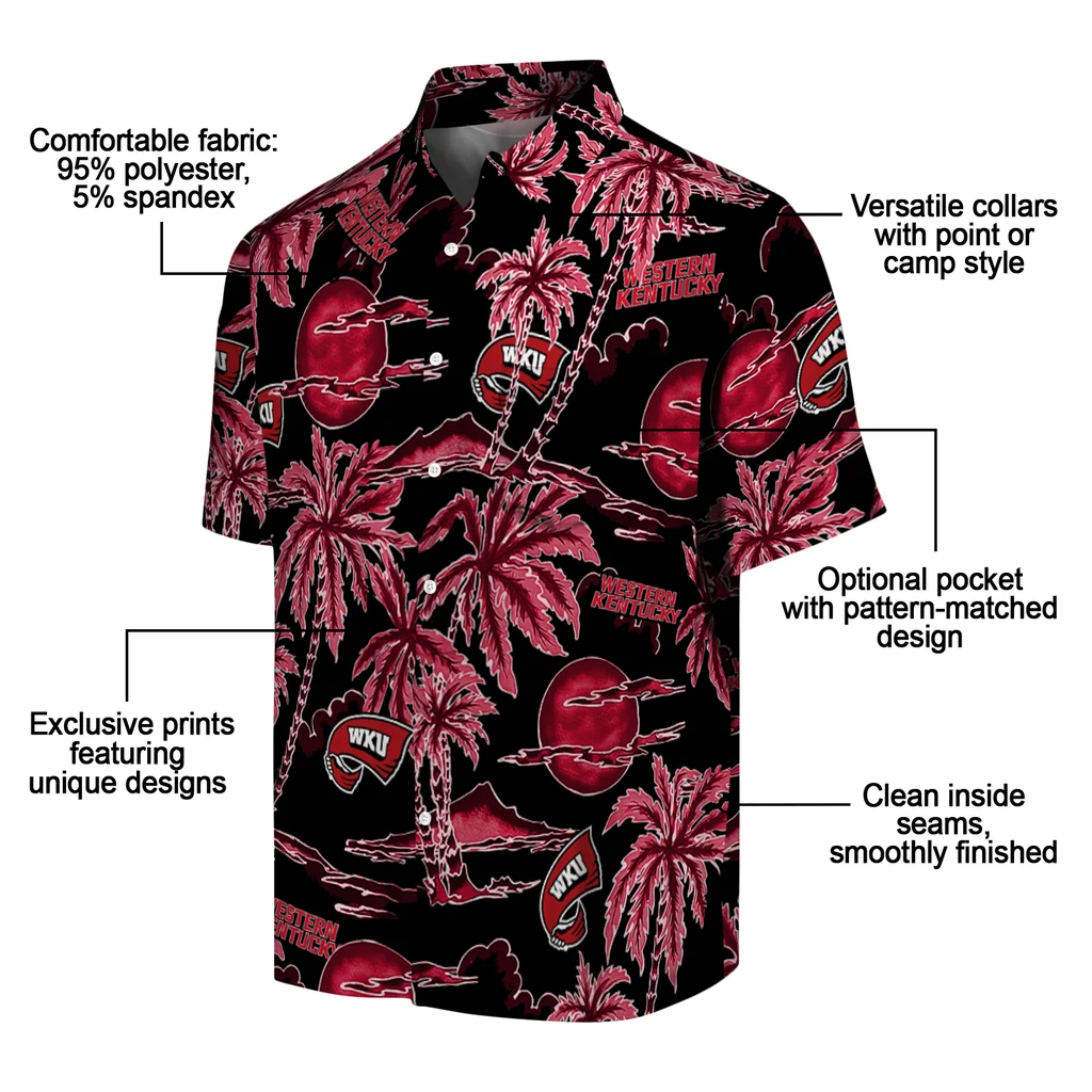 Western Kentucky Hilltoppers Hawaiian Shirt - Palm Sunset western kentucky hilltoppers palm sunset hawaiian shirts new arrival