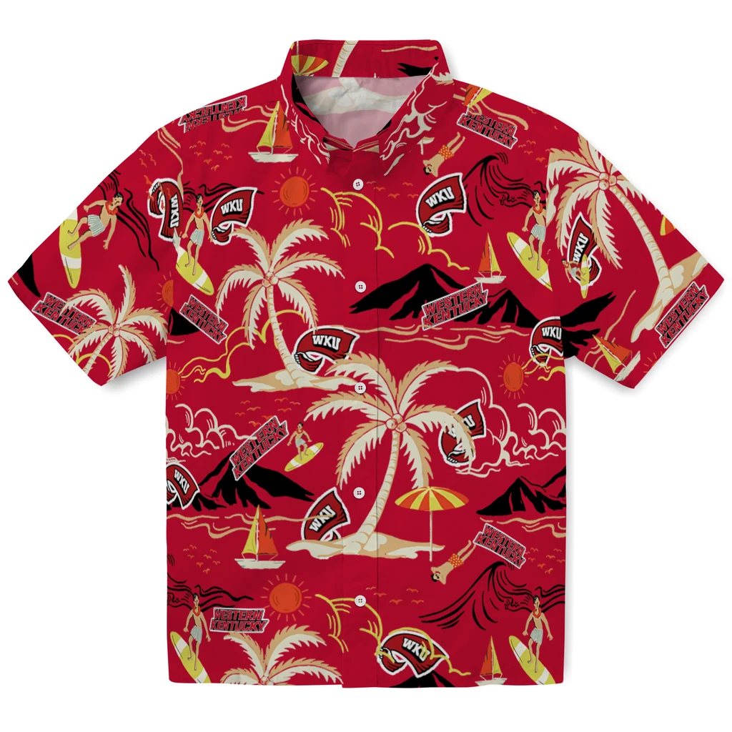Western Kentucky Hilltoppers Hawaiian Shirt - Palm Tree Island western kentucky hilltoppers palm tree island red hawaiian shirts best selling