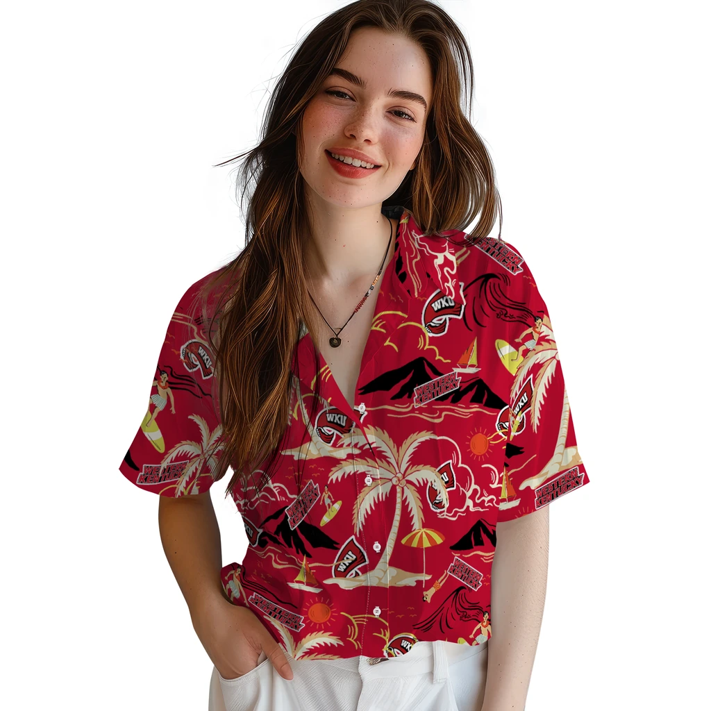 Western Kentucky Hilltoppers Hawaiian Shirt - Palm Tree Island western kentucky hilltoppers palm tree island red hawaiian shirts latest model