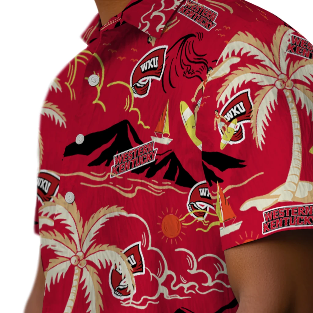Western Kentucky Hilltoppers Hawaiian Shirt - Palm Tree Island western kentucky hilltoppers palm tree island red hawaiian shirts trendy