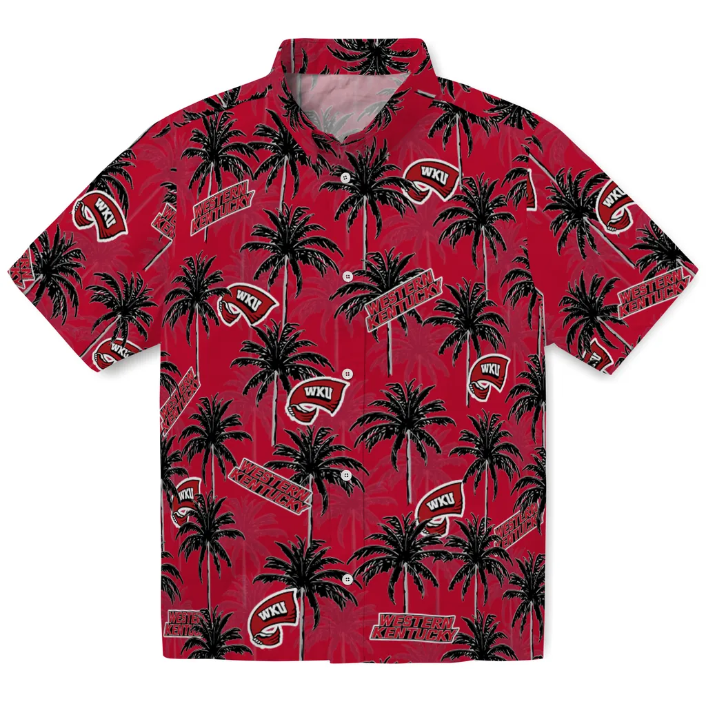 Western Kentucky Hilltoppers Hawaiian Shirt - Palm Tree Motif western kentucky hilltoppers palm grove red hawaiian shirts best selling