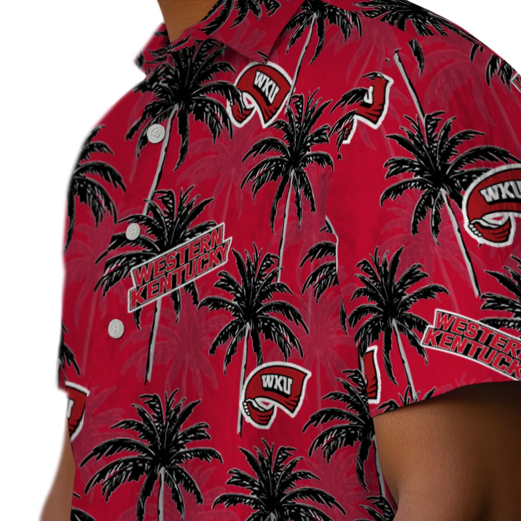 Western Kentucky Hilltoppers Hawaiian Shirt - Palm Tree Motif western kentucky hilltoppers palm grove red hawaiian shirts trendy