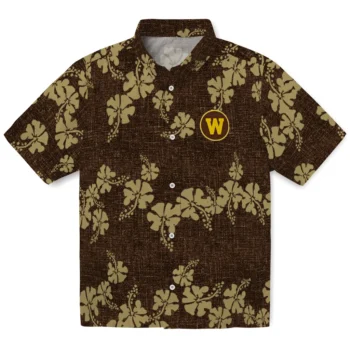 western michigan broncos hibiscus petals brown hawaiian shirts best selling