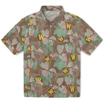 western michigan broncos anthurium overlay brown hawaiian shirts best selling