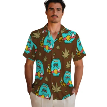 western michigan broncos bong smile brown hawaiian shirts fashion forward