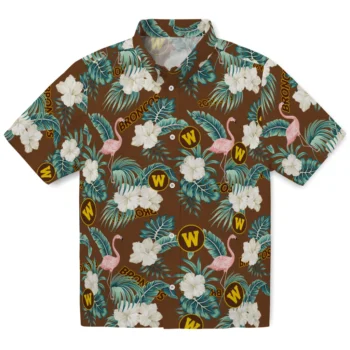 western michigan broncos flamingo palms brown hawaiian shirts best selling