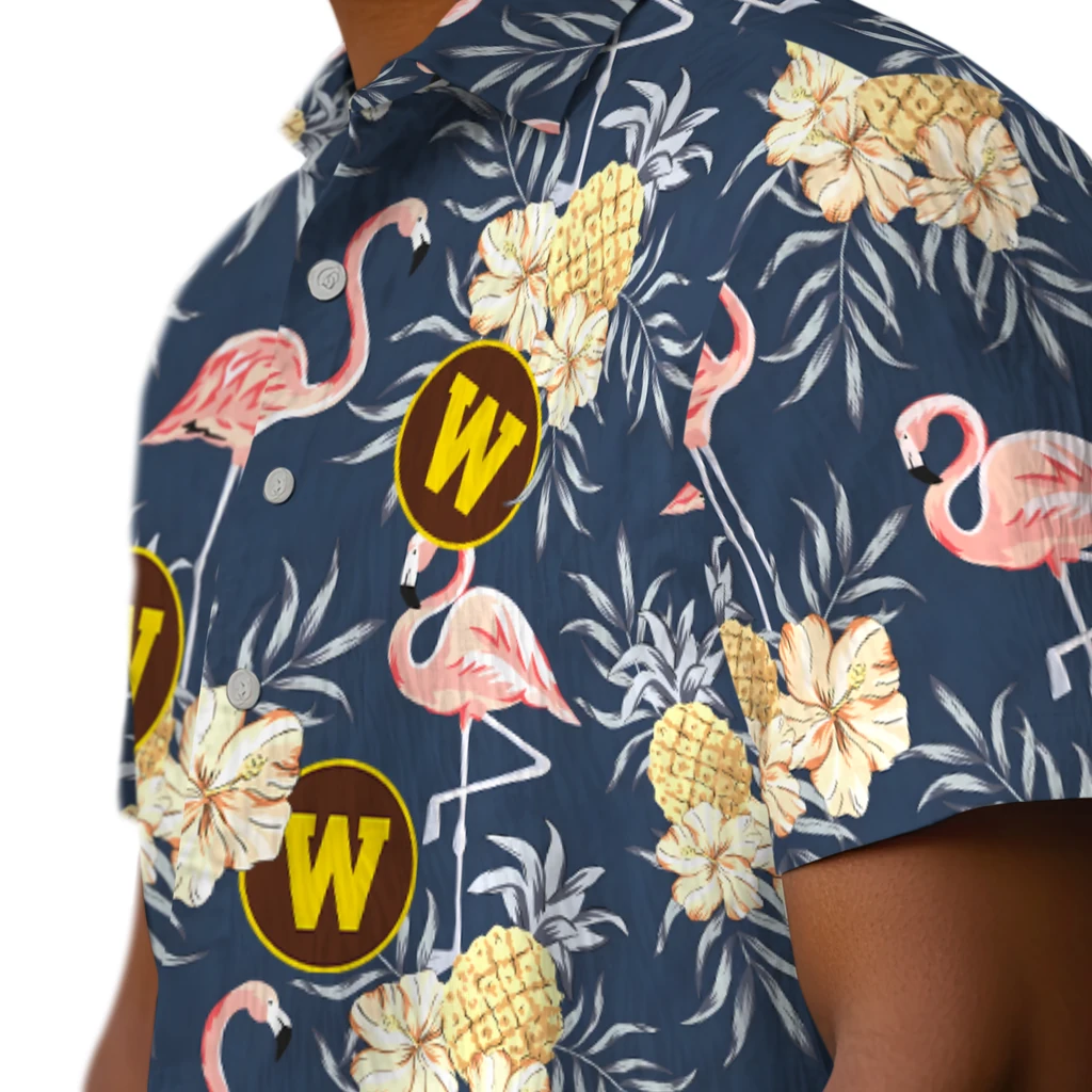 Western Michigan Broncos Hawaiian Shirt - Flamingo Hibiscus western michigan broncos flamingo hibiscus navy hawaiian shirts trendy