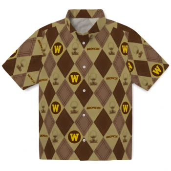 western michigan broncos balloon plaid brown hawaiian shirts best selling