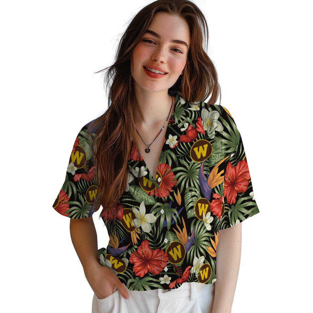 Western Michigan Broncos Hawaiian Shirt - Hawaii Floral Hibiscus western michigan broncos hibiscus bird hawaiian shirts latest model