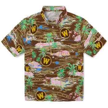 western michigan broncos flamingo retreat brown hawaiian shirts best selling