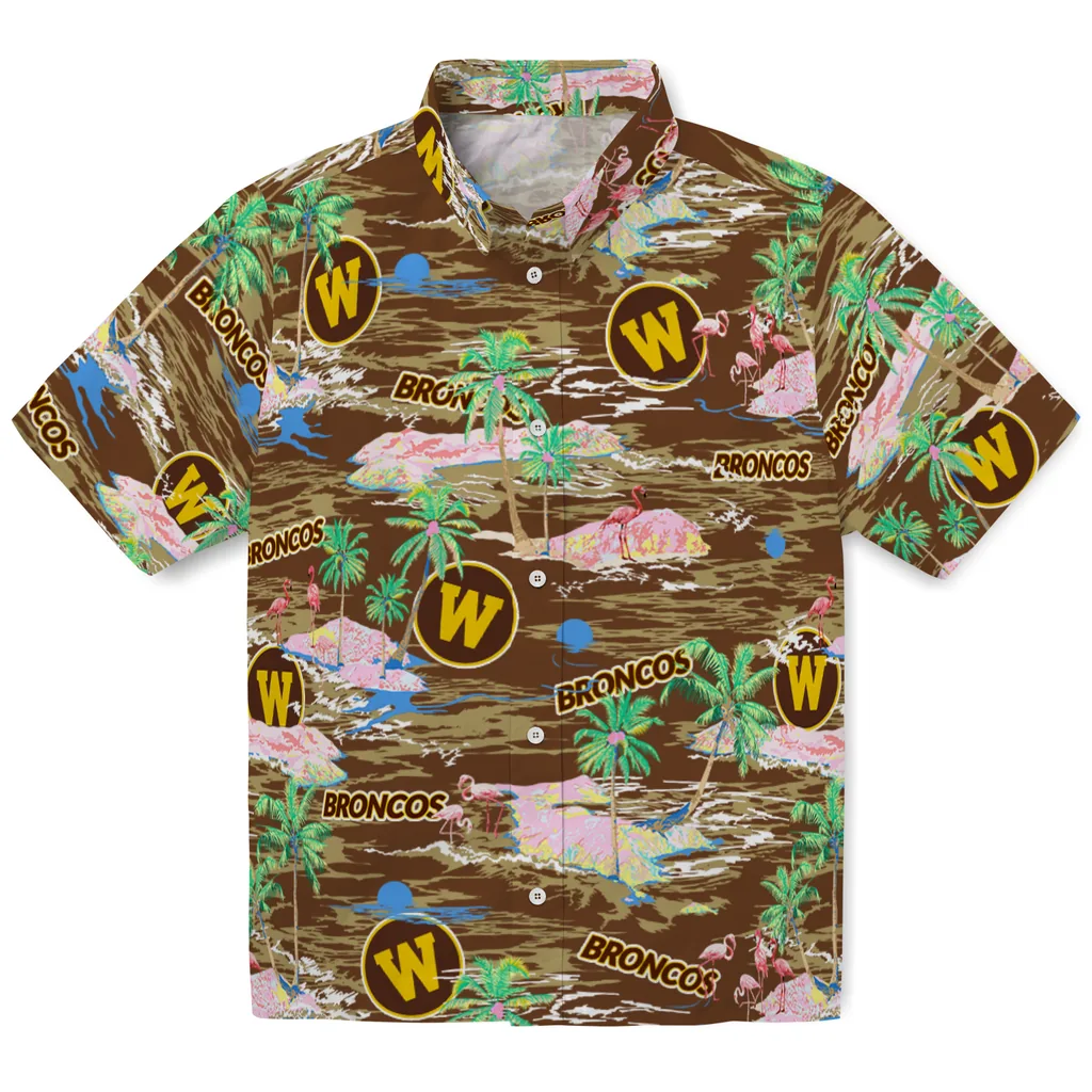 Western Michigan Broncos Hawaiian Shirt - Hawaii Island western michigan broncos flamingo retreat brown hawaiian shirts best selling