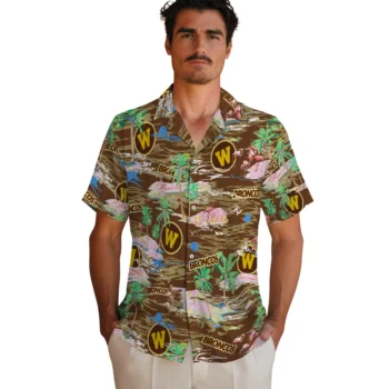 western michigan broncos flamingo retreat brown hawaiian shirts fashion forward