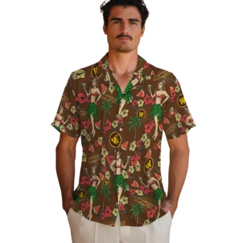western michigan broncos hawaiian girls design brown hawaiian shirts fashion forward