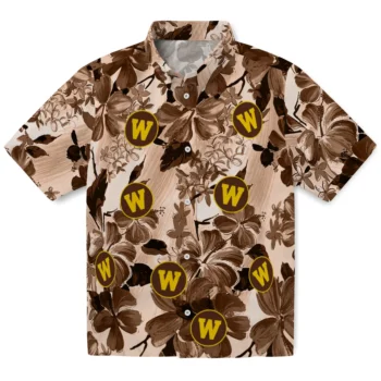 western michigan broncos hibiscus arrangement brown hawaiian shirts best selling