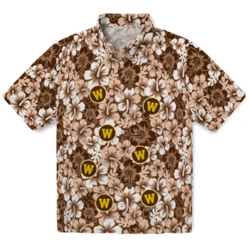 western michigan broncos hibiscus blooms brown hawaiian shirts best selling
