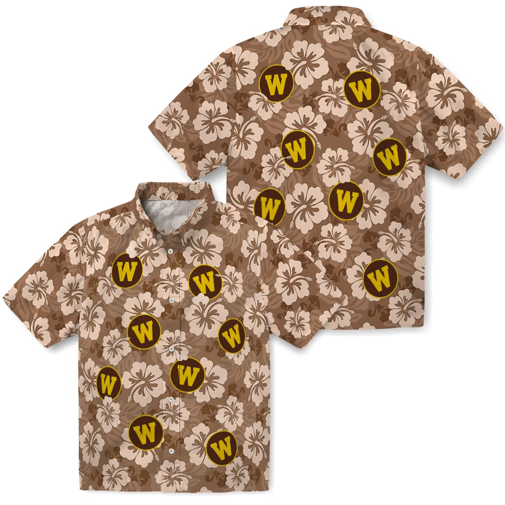 Western Michigan Broncos Hawaiian Shirt - Hibiscus Cluster western michigan broncos hibiscus cluster brown hawaiian shirts high quality
