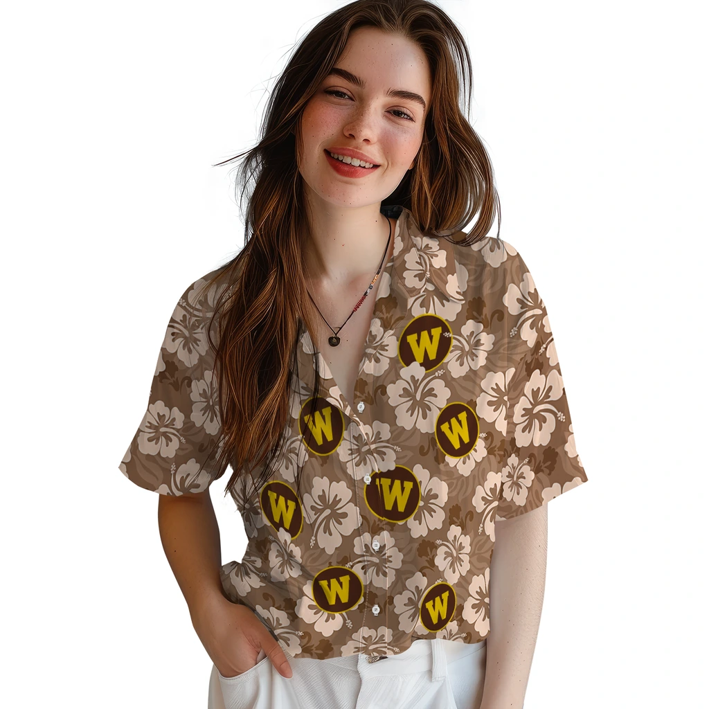 Western Michigan Broncos Hawaiian Shirt - Hibiscus Cluster western michigan broncos hibiscus cluster brown hawaiian shirts latest model