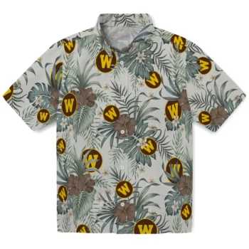western michigan broncos hibiscus designs beige hawaiian shirts best selling