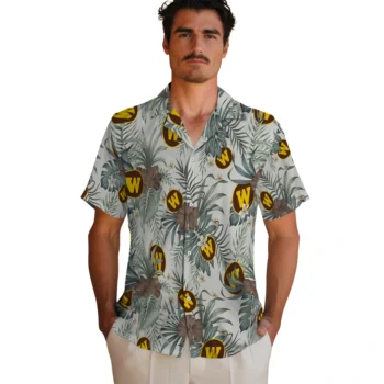 western michigan broncos hibiscus designs beige hawaiian shirts fashion forward