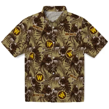 western michigan broncos hibiscus exotic brown hawaiian shirts best selling