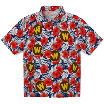 western michigan broncos hibiscus fiesta red royal blue hawaiian shirts best selling