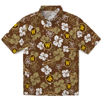 western michigan broncos hibiscus bloom brown hawaiian shirts best selling