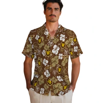 western michigan broncos hibiscus bloom brown hawaiian shirts fashion forward