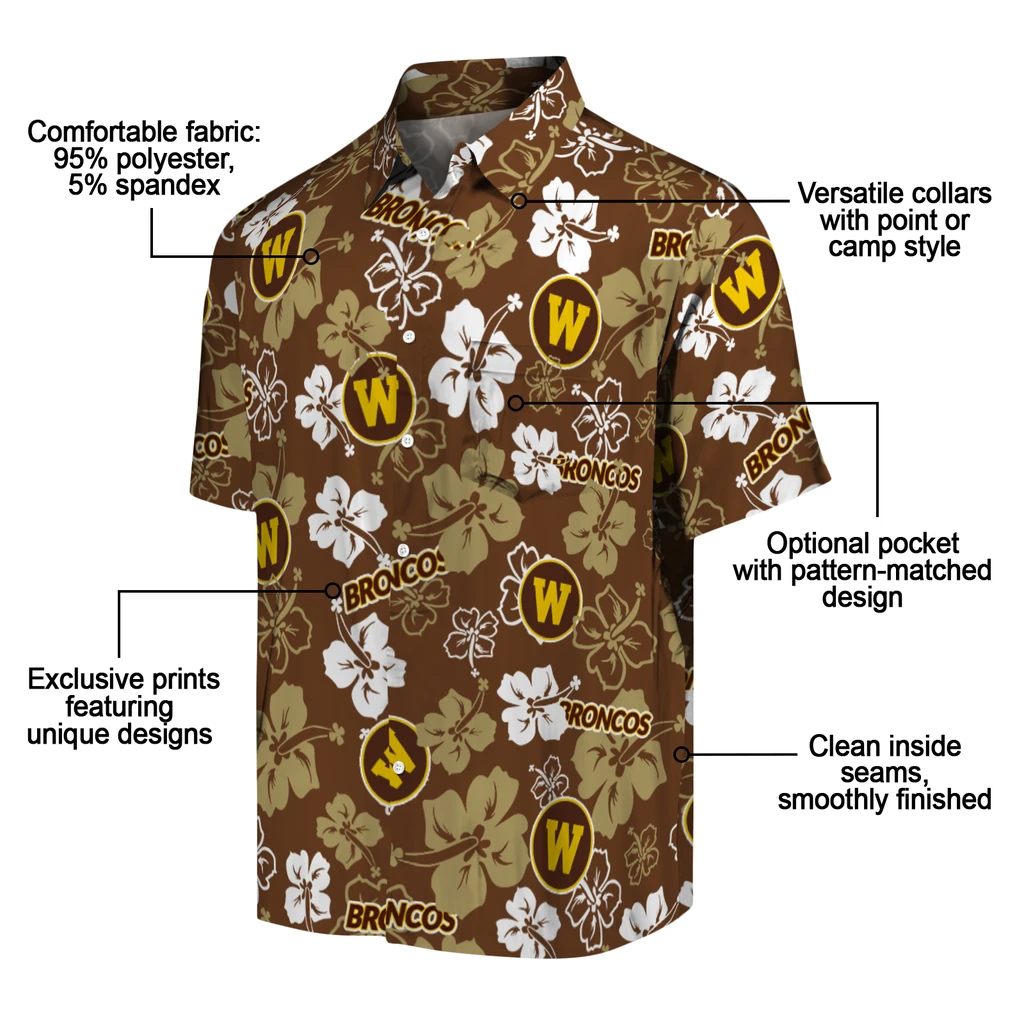 Western Michigan Broncos Hawaiian Shirt - Hibiscus Flower Design western michigan broncos hibiscus bloom brown hawaiian shirts new arrival