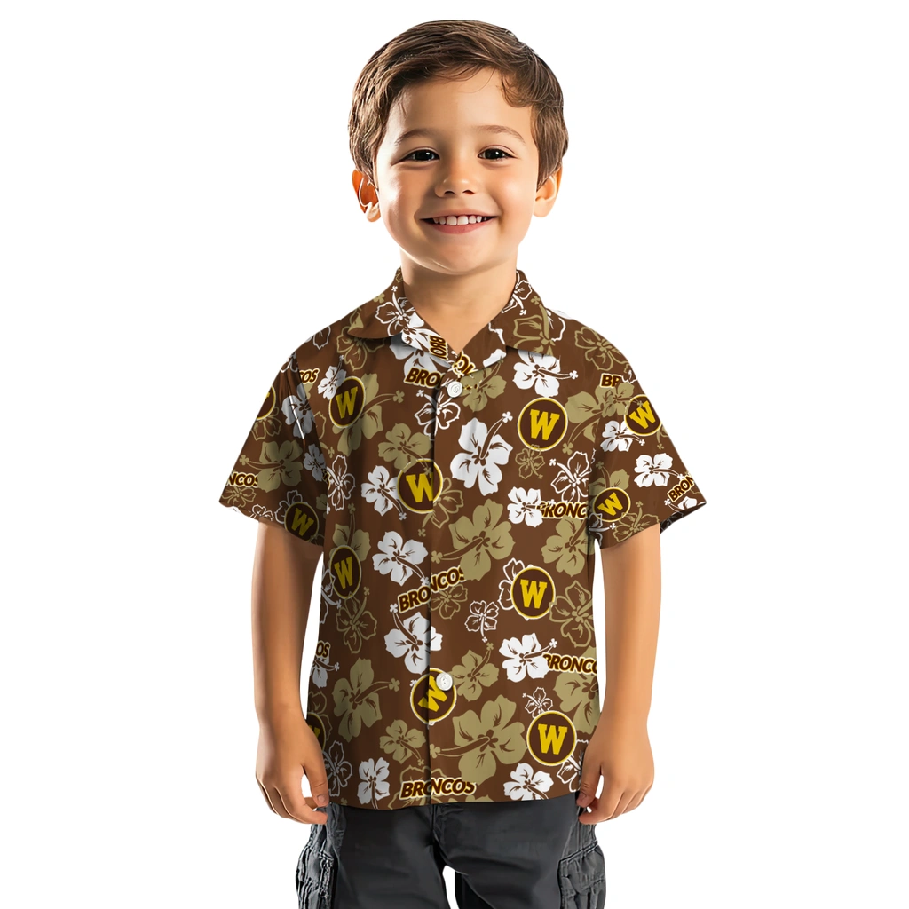 Western Michigan Broncos Hawaiian Shirt - Hibiscus Flower Design western michigan broncos hibiscus bloom brown hawaiian shirts top rated