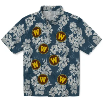 western michigan broncos hibiscus flowers navy blue hawaiian shirts best selling