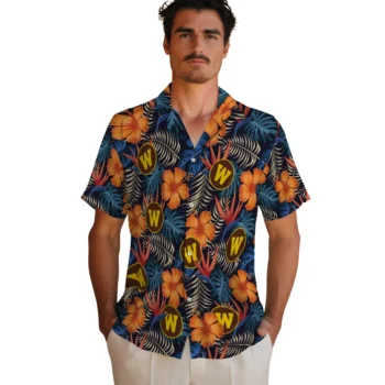 western michigan broncos hibiscus foliage hawaiian shirts fashion forward