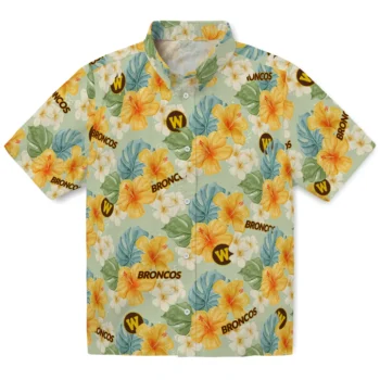 western michigan broncos hibiscus mood pale lime yellow hawaiian shirts best selling