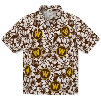 western michigan broncos hibiscus motif brown white hawaiian shirts best selling