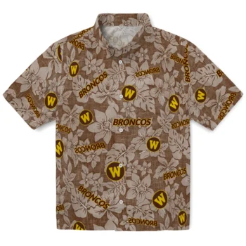 western michigan broncos hibiscus oasis brown hawaiian shirts best selling