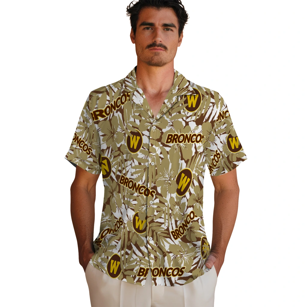 Western Michigan Broncos Hawaiian Shirt - Hibiscus Overlay western michigan broncos hibiscus overlay hawaiian shirts fashion forward