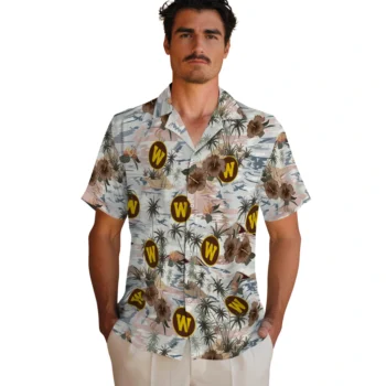 western michigan broncos hibiscus seaside white hawaiian shirts fashion forward