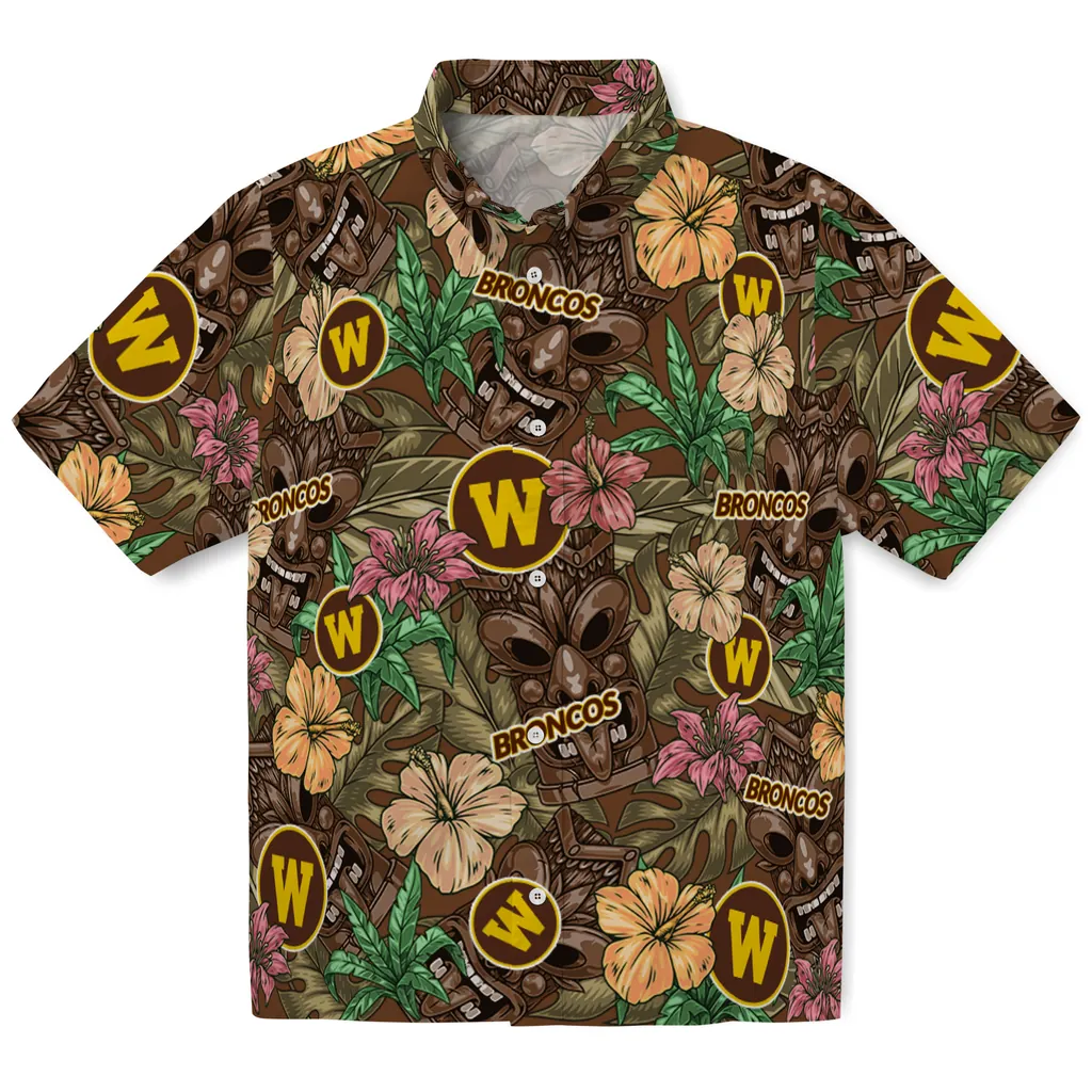 Western Michigan Broncos Hawaiian Shirt - Hibiscus Tiki Jungle western michigan broncos tiki jungle brown hawaiian shirts best selling