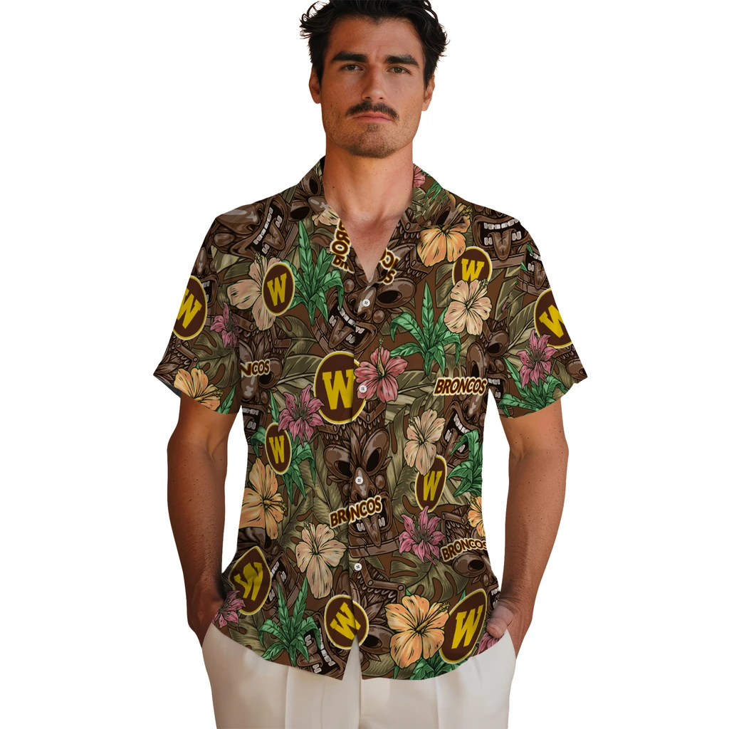 Western Michigan Broncos Hawaiian Shirt - Hibiscus Tiki Jungle western michigan broncos tiki jungle brown hawaiian shirts fashion forward