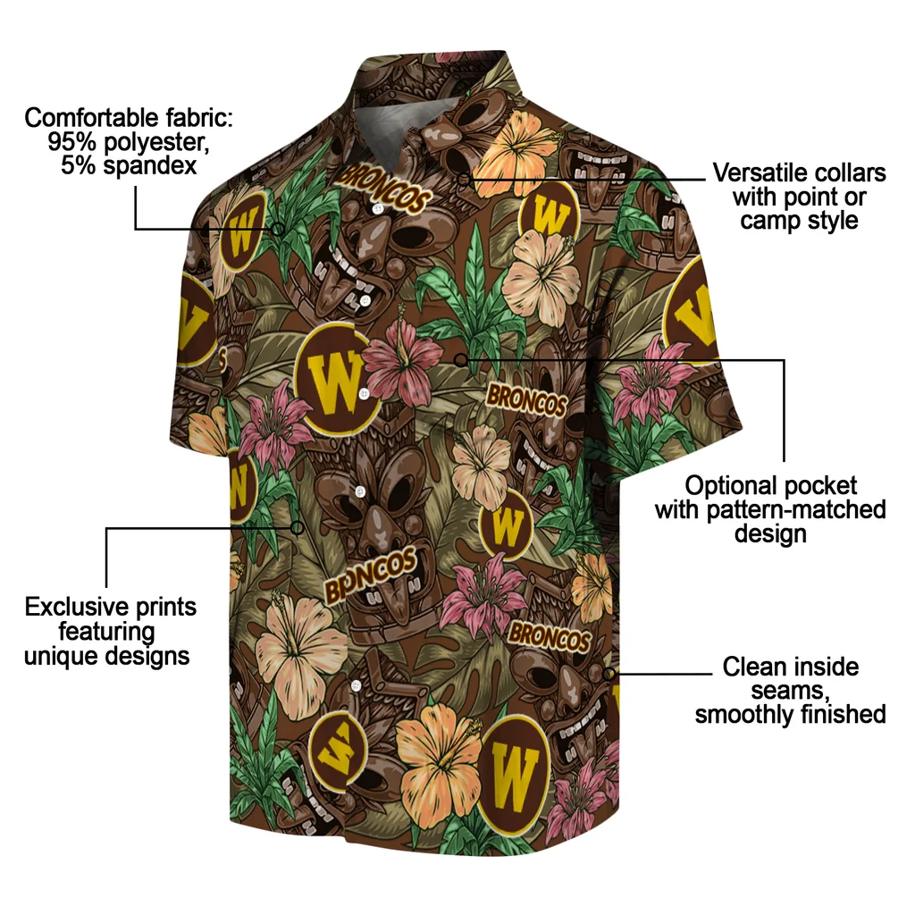 Western Michigan Broncos Hawaiian Shirt - Hibiscus Tiki Jungle western michigan broncos tiki jungle brown hawaiian shirts new arrival