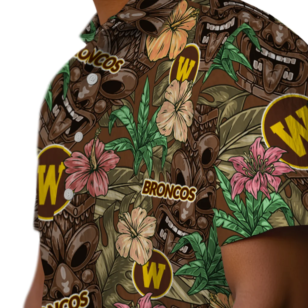 Western Michigan Broncos Hawaiian Shirt - Hibiscus Tiki Jungle western michigan broncos tiki jungle brown hawaiian shirts trendy