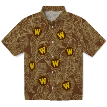 western michigan broncos leaf outline brown hawaiian shirts best selling