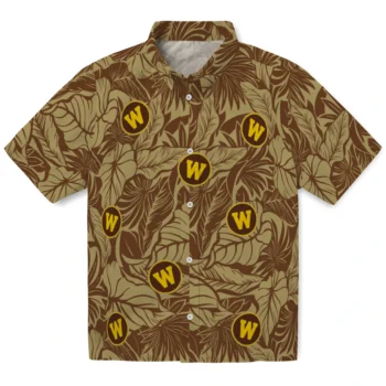 western michigan broncos monstera layer brown hawaiian shirts best selling